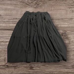 Stonebridge Black Full A-line MIDI/Maxi Tiered Skirt Elastic Waist Studded XL